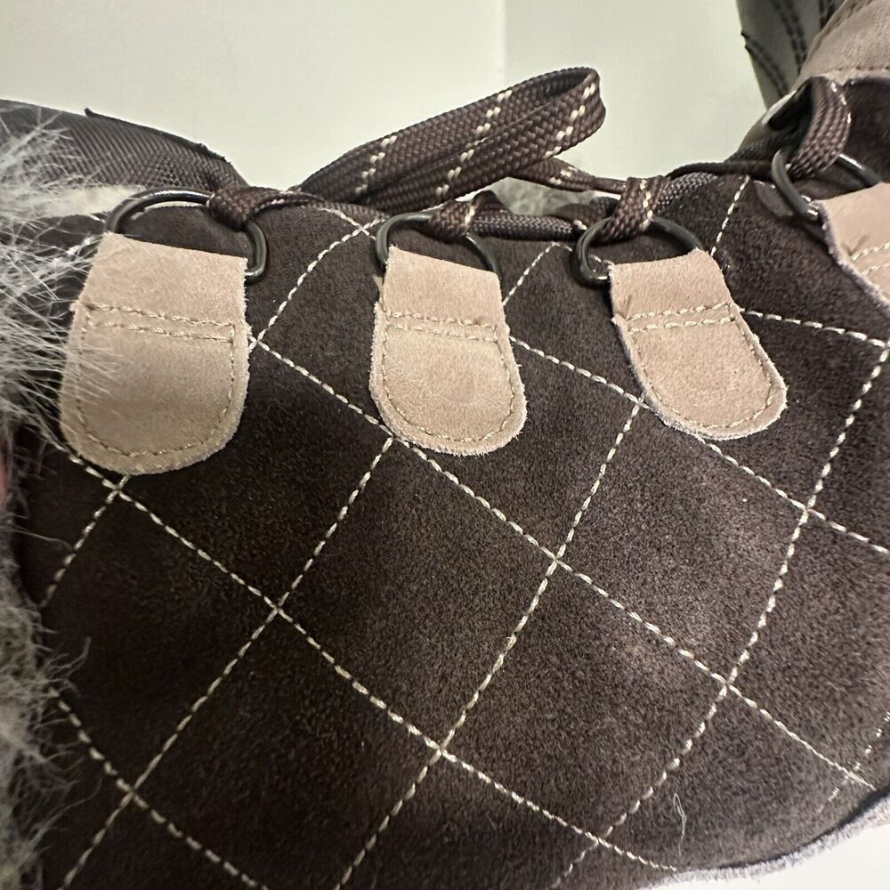 Polar Edge Thinsulate Suede Leather Faux Fur Boots Winter Womens Sz 7 Gorpcore - Picture 13 of 16